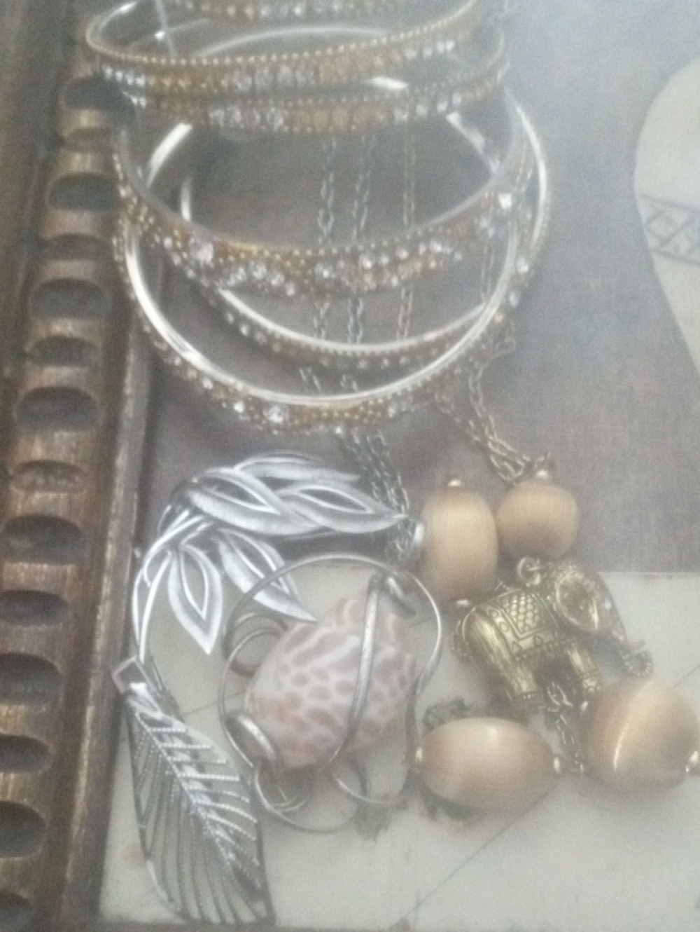 Gold and Silver Mixed Metal Boho Charm Necklace with Bead Accents
